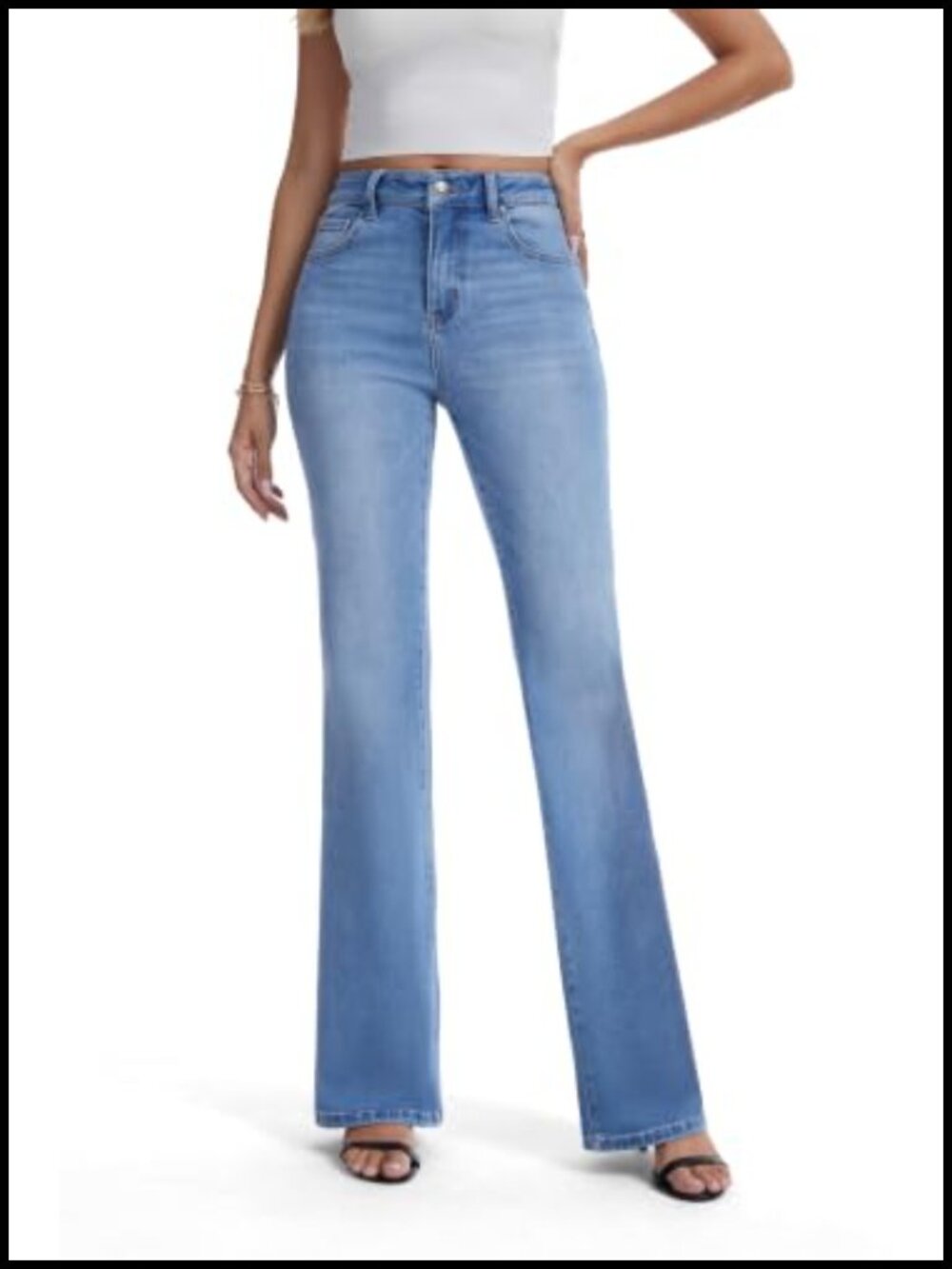 High Rise Wide Leg Baggy Stretchy Flare Bell Bottom Denim Jeans